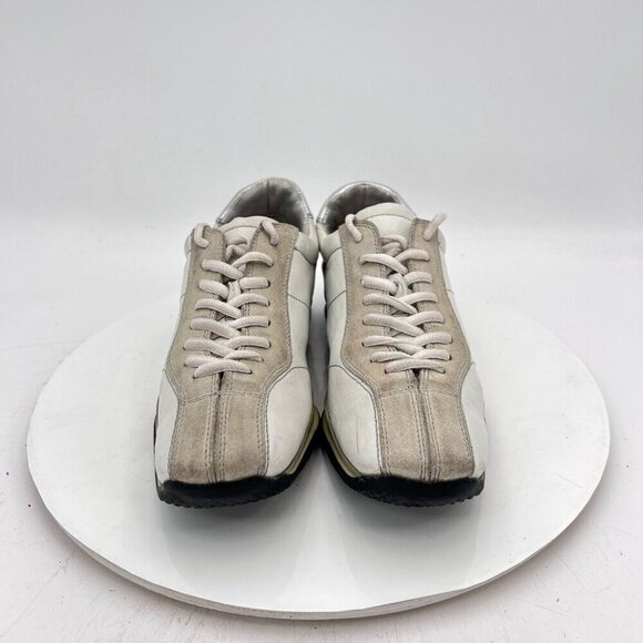 Prada Women Size EU 35.5 US 5.5 White Suede Leather Low Top Lace Up Casual Shoes - Picture 2 of 11